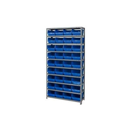 Steel Shelving With 36 4H Plastic Shelf Bins Ivory, 36x12x72-13 Shelves